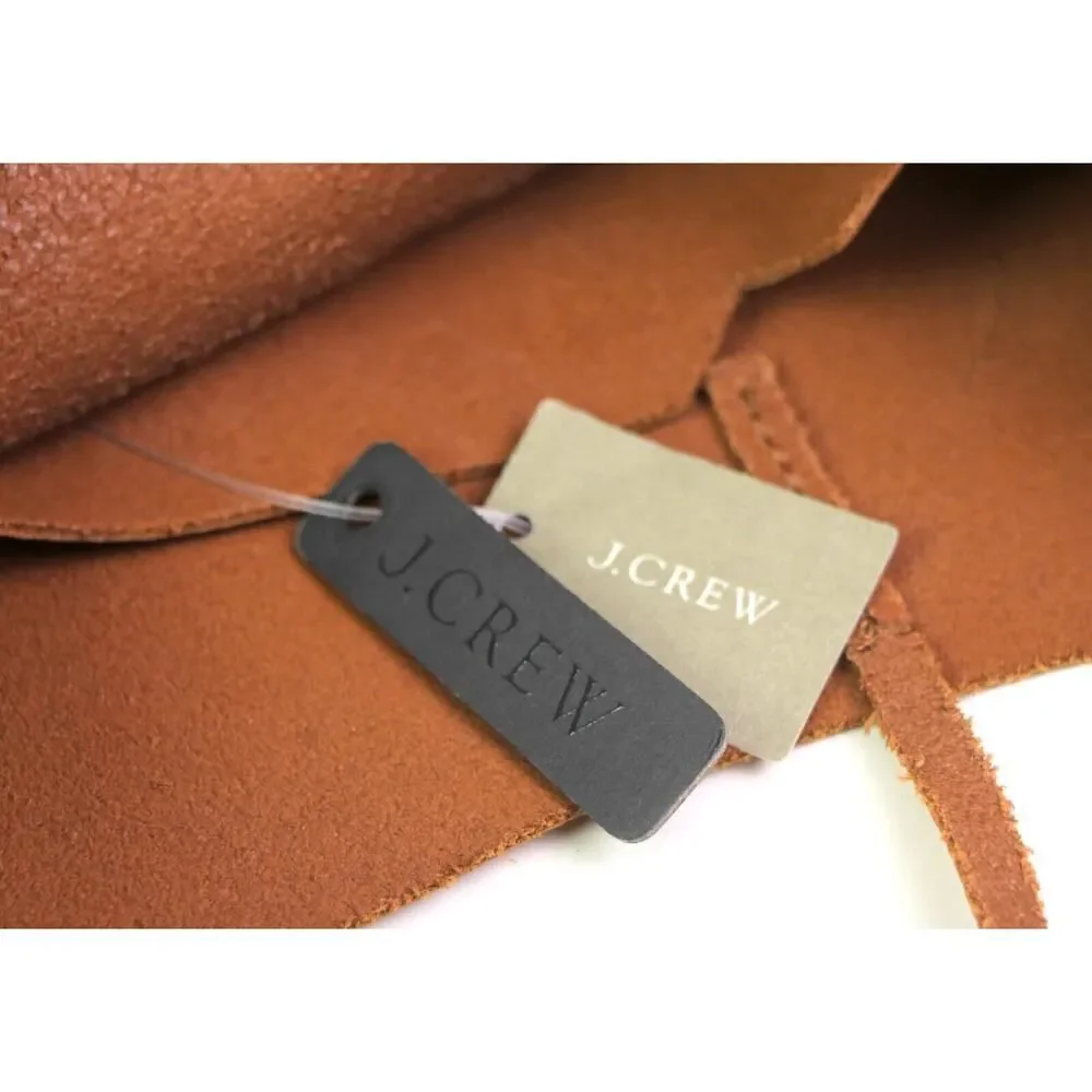 NWT ROOMY J.CREW BROWN GENUINE LEATHER HOBO BOHO SHOULDER BAG HANDBAG PURSE